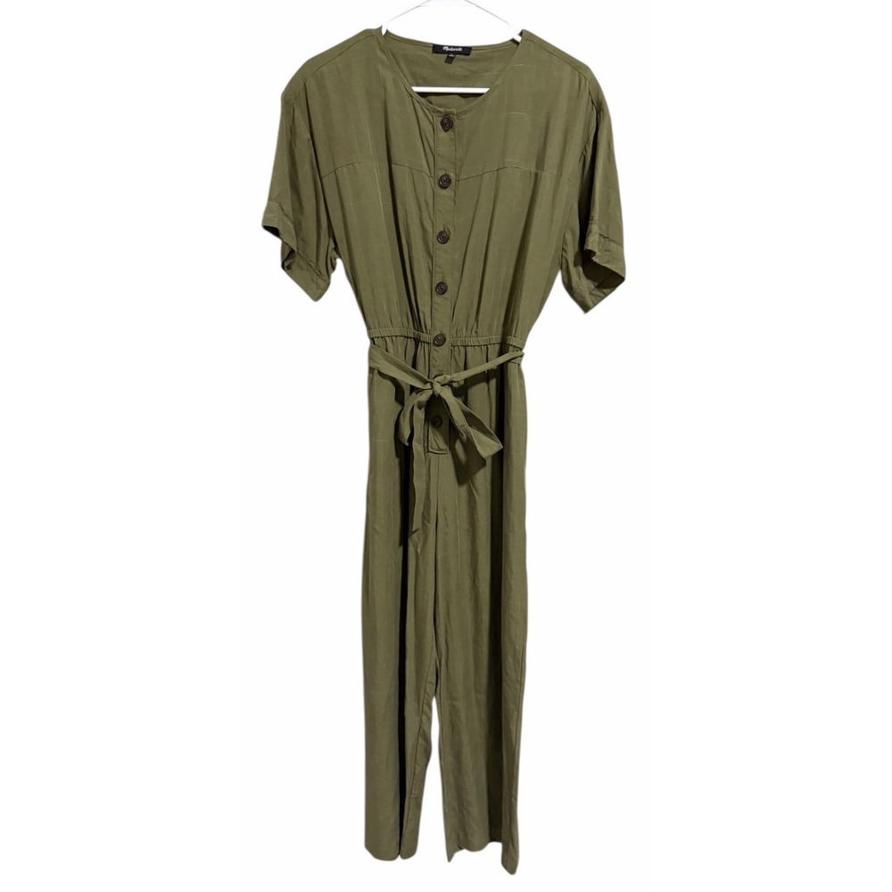 Madewell Short-Sleeve Belted Jumpsuit Kale Women's Size Large